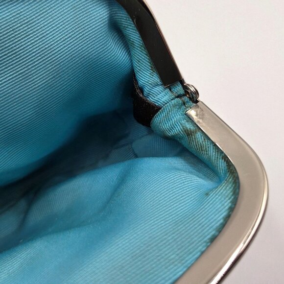 Vintage Coach Navy Optic C Rainbow Coin Pouch Bag Kiss Lock Close READ - Picture 12 of 13